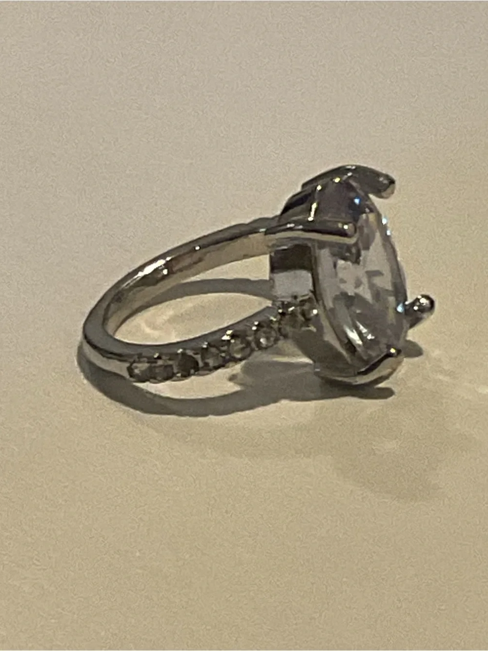 Classic Oval White Crystal Solitaire Ring - Women's Jewelry